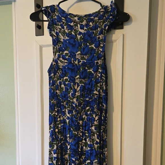 Source Unknown Blue Sheath Maxi Dress with Cap Sleeves - Picture 2 of 4